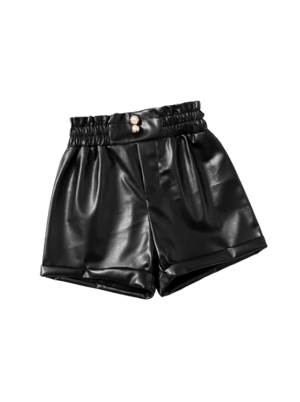 Black leather shorts for girls