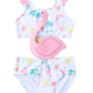 One piece flamingo swimsuit for girls. 