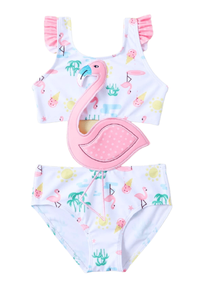 One piece flamingo swimsuit for girls. 