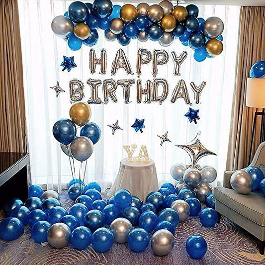 Happy Birthday Party Balloon DIY Decoration - Blue, Gold | Adorbs Online