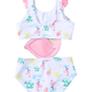One piece flamingo swimsuit for girls. 