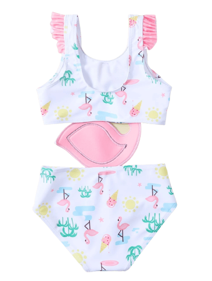 One piece flamingo swimsuit for girls. 