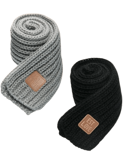 Kids Scarf knitted pattern black grey