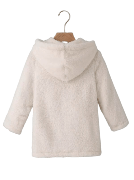 Girls teddy hooded coat white