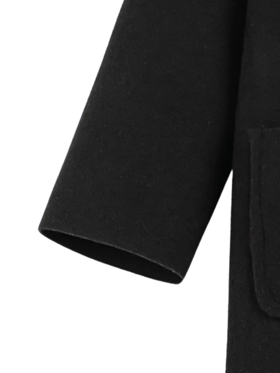 Black Open Front Long Sleeve Boys Coat