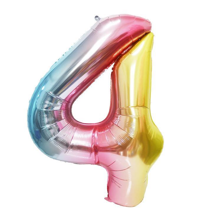 40 inch Gradient Rainbow Number 4 - Number Balloon | Adorbs Online