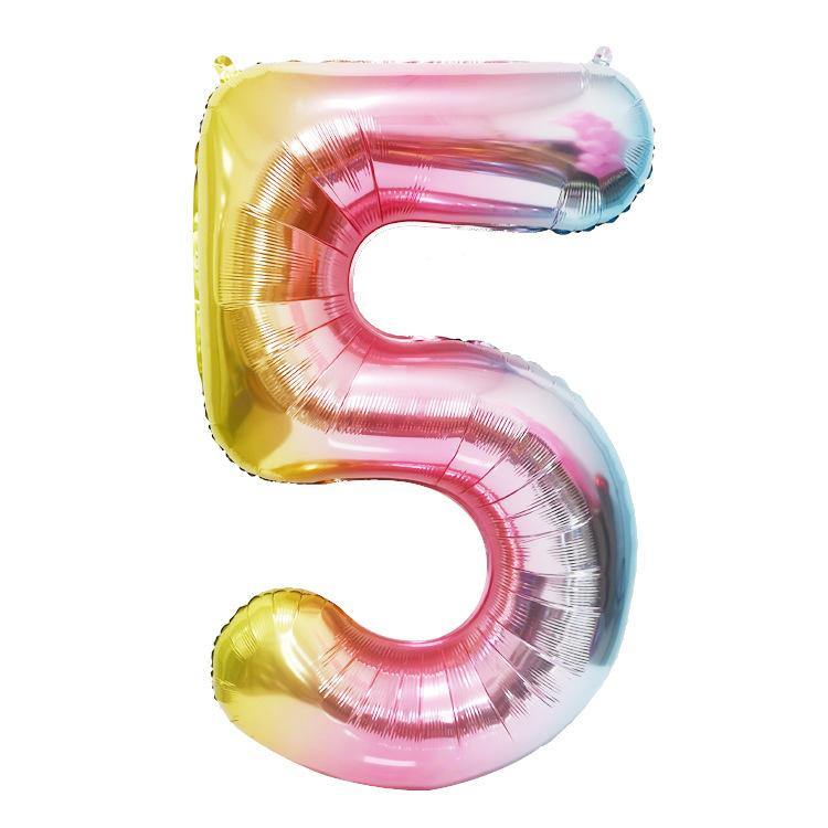 40 inch Gradient Rainbow Number 5 - Number Balloon | Adorbs Online