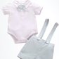 Short sleeve bodysuit with suspender for baby boys