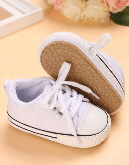 White Cute Lace Up Sneakers For Newborns