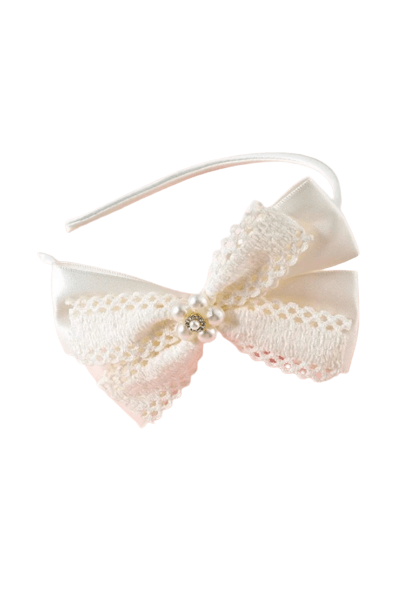 Girls pearl beaded beige hairband/hair hoop