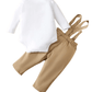 Long sleeve bodysuit with long suspender pants for baby boys