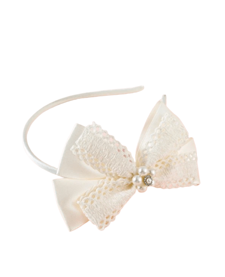 Girls pearl beaded beige hairband/hair hoop