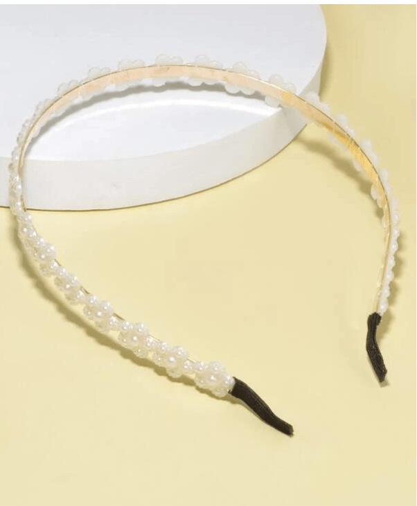 Girls pearl beaded white hairband/hair hoop