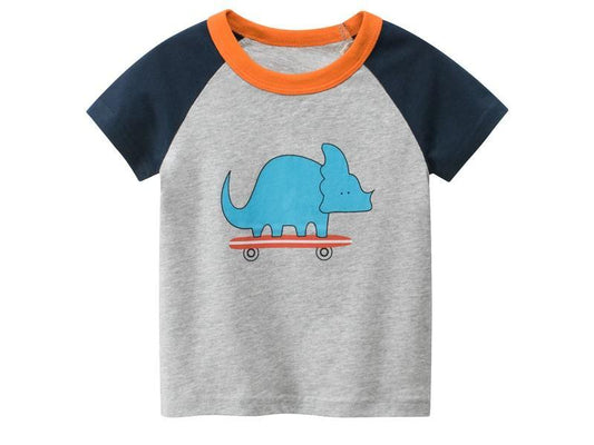 Elephant Character Kids Boys Short T-Shirt  Grey | Adorbs Online