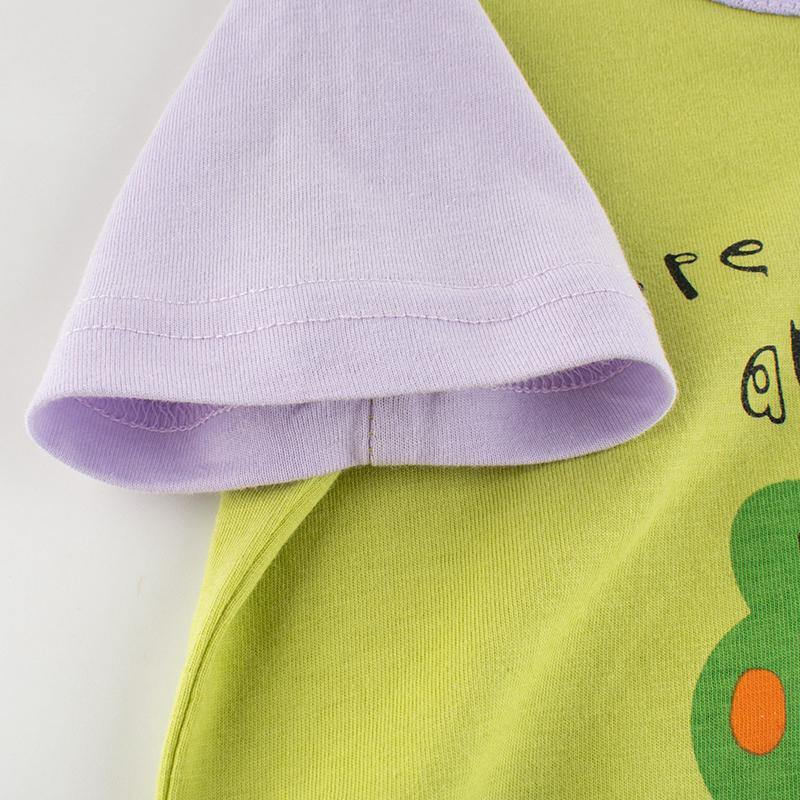 Adorbs cute boys children green purple cotton short sleeve t shirt with frog cartoon