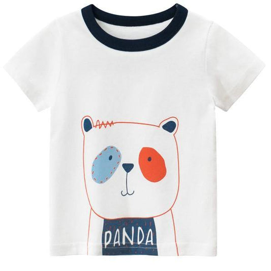 Character Panda  Kids Boys Short T-Shirt  White | Adorbs Online
