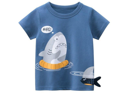 Character Boys Short Sleeve T-Shirt Blue Shark | Adorbs Online