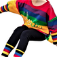 Warm Kids Girls Colorful Clothing Set - Long Sleeve Sweater Top Jersey and Black Pants Huggie Leggings Tight | Adorbs Online