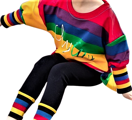Warm Kids Girls Colorful Clothing Set - Long Sleeve Sweater Top Jersey and Black Pants Huggie Leggings Tight | Adorbs Online