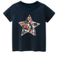 Star Design  Kids Girls Short Sleeve T-Shirt Floral, Navy Blue | Adorbs Online