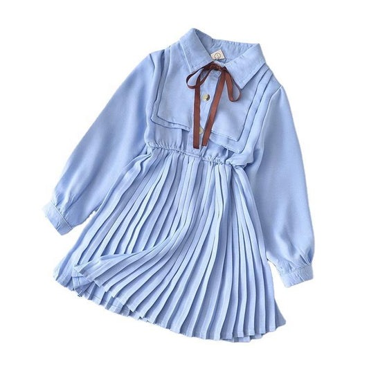 Warm Winter Autumn Spring Girls Kids Long Sleeve Dress Blue | Adorbs Online