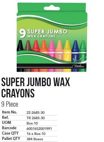 9 SUPER Jumbo Wax Crayons