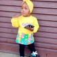 Girls Cute Cartoon Bear Clothing Set - Yellow