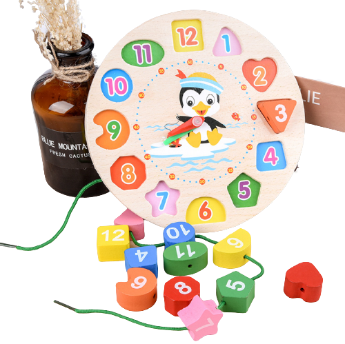 Wooden Jigsaw Puzzle Digital Clock Penguin Toy Educational And Learning Toy To Learn Time | Adorbs Online